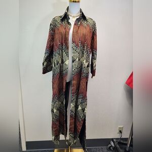 Anna Teiko Africa Print Duster Jacket From Ghana, Size XXL